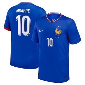 Maillot Enfant Equipe De France Domicile Euro 2024 Mbappe