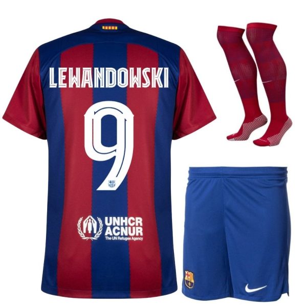 Maillot Kit Enfant Barca 2023 2024 Domicile Lewandowski