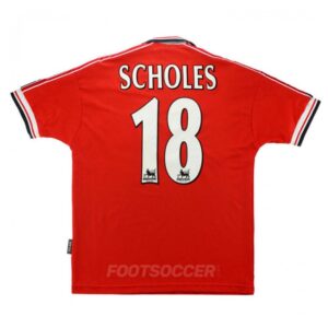 1998-00 Maillot Retro Vintage Manchester United Home Scholes